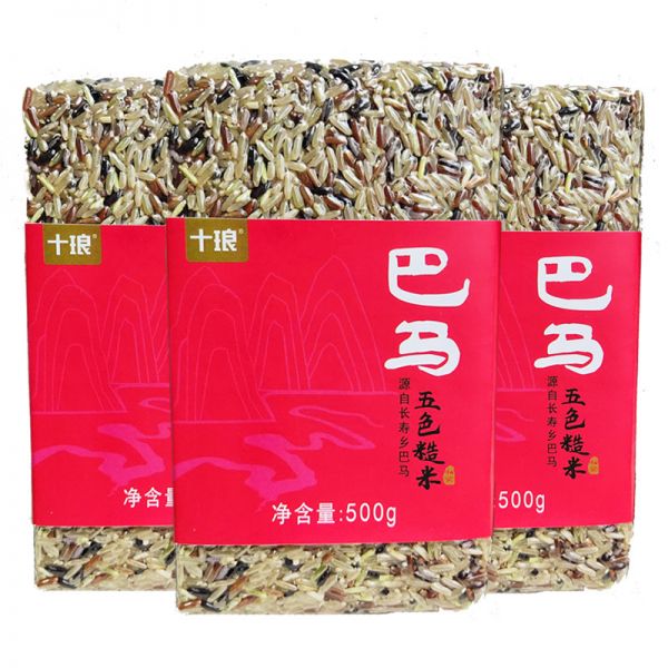 巴馬五色糙米粗糧紅米雜糧組合糙米飯500g*3黑米
