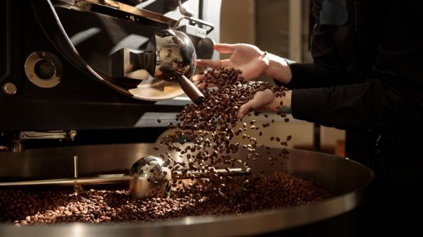 Person with coffee beans
