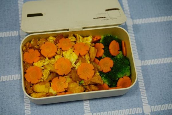 健康快手便当无油鸡胸亲子盖糙米饭的做法