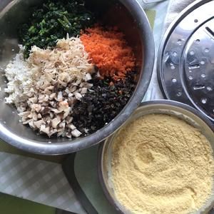 低卡饮食粗粮细作·玉米面菜团的做法 步骤1