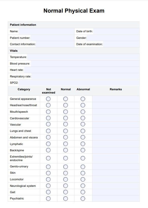 普通體檢模板 PDF Template