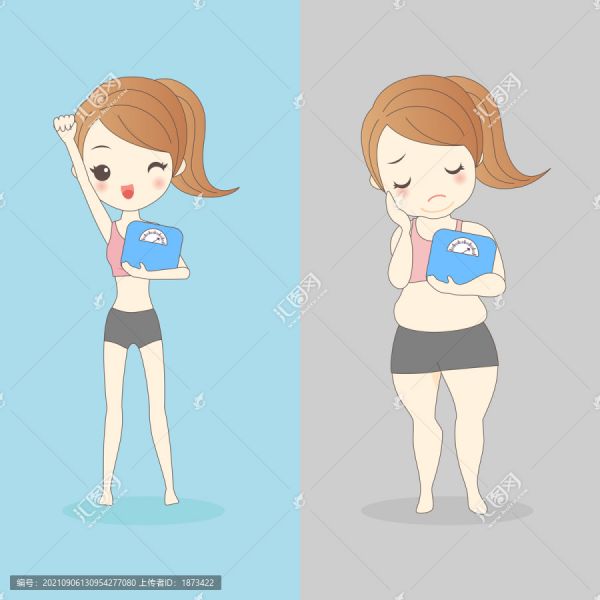 手拿体重计的女生减肥前后对比插图