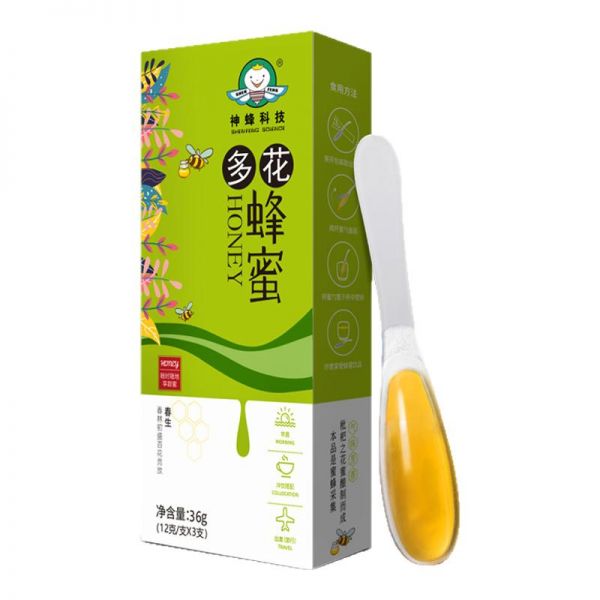 【9xhd.com蜂蜜09】蜂蜜木耳粉的功效是什么:農(nóng)大神蜂科技便攜蜜勺蜜獨(dú)立袋裝多花蜜勺子蜂蜜12g*3支百花蜂蜜3580