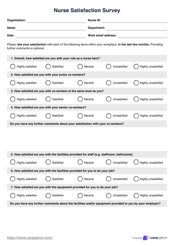Nurse Satisfaction Survey