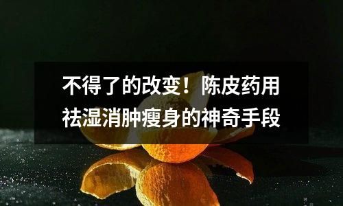 不得了的改变！陈皮药用祛湿消肿瘦身的神奇手段