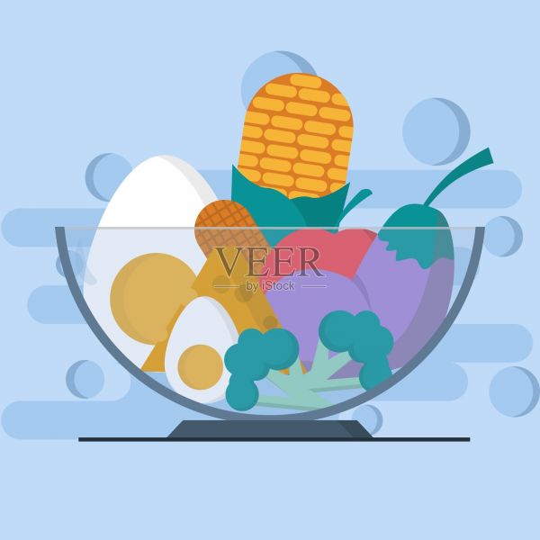 蔬菜水果盘，适当的营养，健康食品，身体健康管理，食品为饮食计划，瘦身。平面设计中的矢量插图设计元素图片