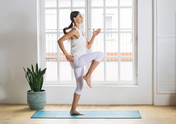 sportive woman training at home