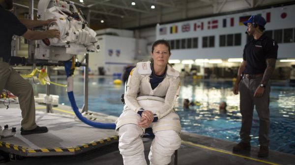 Tracy C. Dyson, seen here posing for a portrait in 2019, has completed Dyson has three missions&nbsp;for a total of 373 days spent in space.