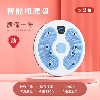 扭腰转盘家庭用瘦腰机健身运动器材减肥神器跳舞蹈身盆7xl_水蓝色(智能计数款)3D磁石加B 