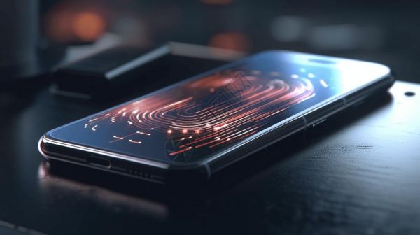360度扫描仪背景智能手机上的指纹科技设计图片