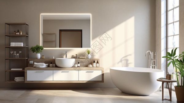 360全景实景场景豪宅浴室背景