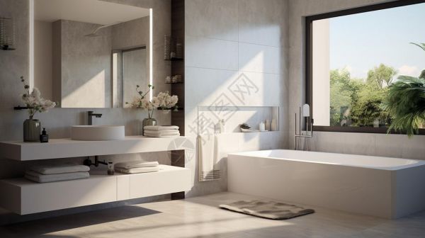 360全景实景场景白色的卫浴背景