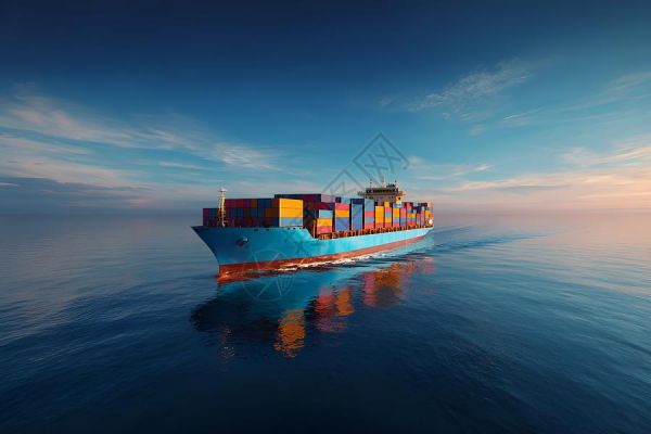 360全景实景场景海面上行驶的货轮背景