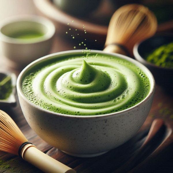 freshly whisked matcha tea