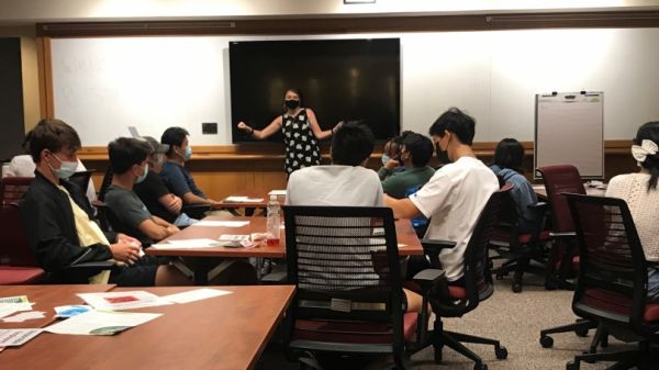 SVPP faciliator with students in program