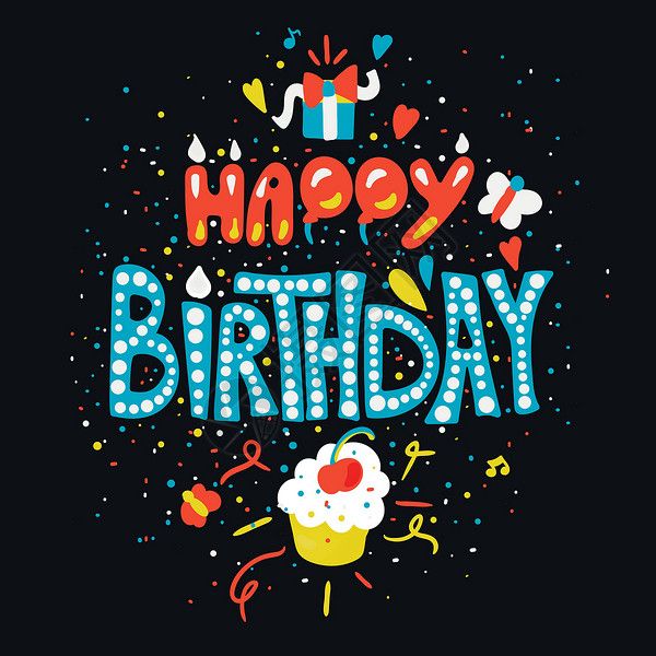 文字壁纸暴瘦生日快乐贺卡与蛋糕设计图片