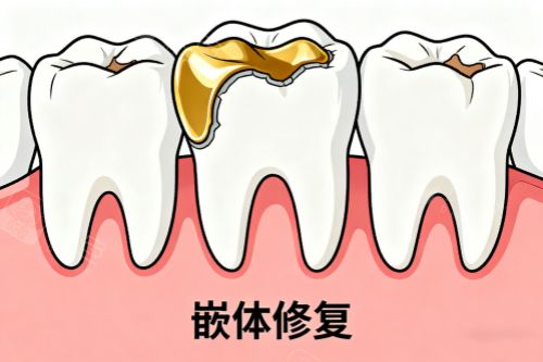 牙齿嵌体修复卡通图