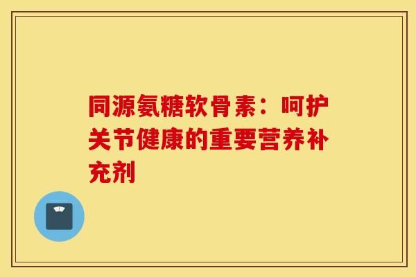 同源氨糖软骨素：呵护关节健康的重要营养补充剂