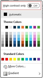 屏幕截图显示了“仅高对比度”切换按钮的位置。