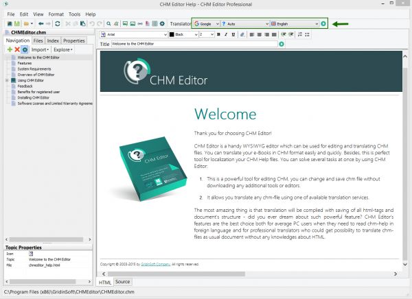 CHM Editor 翻译界面