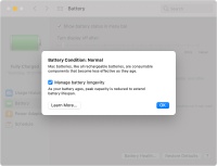 About battery health management in Mac laptops