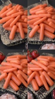 去皮迷你小胡蘿卜作為素食料理的原料