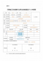 健康管理師考試報(bào)名表填表示范：河南省衛(wèi)生健康行業(yè)職業(yè)技能鑒定個人申請表