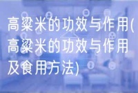 高粱米的功效与作用(高粱米的功效与作用及食用方法)