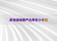 其他流动资产比率多少合适