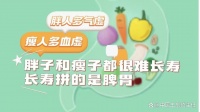 胖人多气虚，瘦人多血虚，胖子和瘦子都很难长寿，长寿拼的是脾胃
